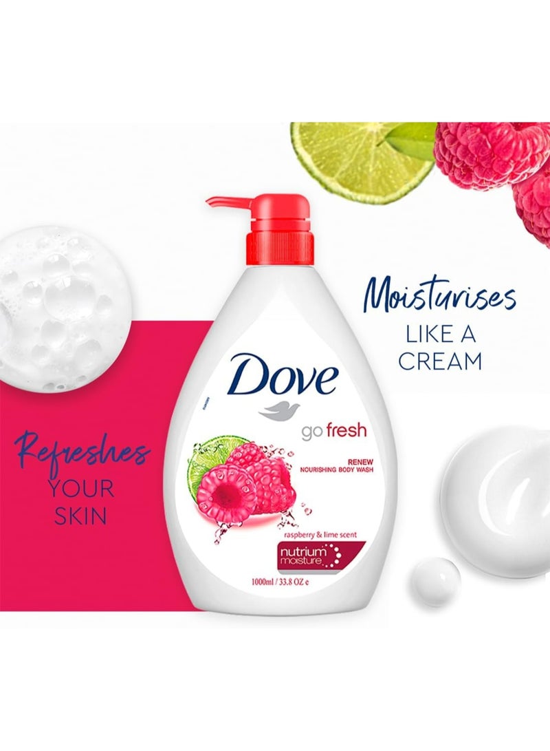 Dove Renewing Body Wash & Shower Gel with Raspberry & Lime for Fresh Skin – 1L Family Size - Image 5